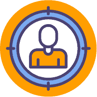 Nosotros 2 Un ícono de una persona en un círculo sobre un fondo naranja.